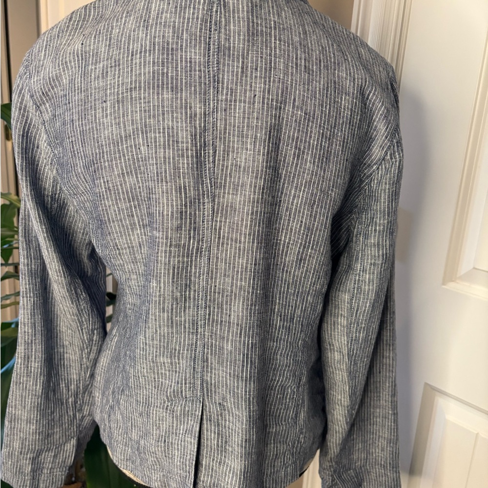 Eileen Fisher Navy and White Striped Jacket - Picture 4 of 10